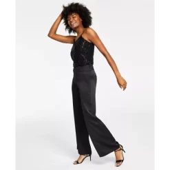 Outlet 🔔 Anne Klein 👩 Women's Twisted Sheer-Sleeve Midi 👗 Dress Anne Black 🧨