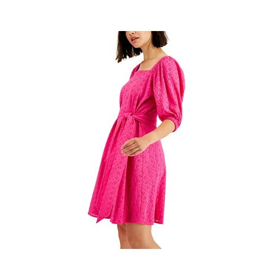 Buy ⌛ Anne Klein Square-Neck Fit & Flare 👗 Dress Pink Pansy 😉 - Image 3
