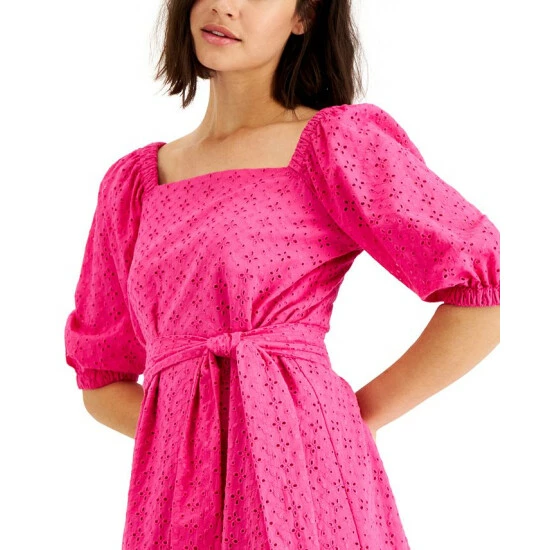 Buy ⌛ Anne Klein Square-Neck Fit & Flare 👗 Dress Pink Pansy 😉 - Image 4