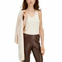 Cheapest 💯 Anne Klein 👩 Women's Double Scoop Neck Tank Top Blue Jay 🔔