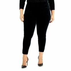 Promo ๐ฅฐ Anne Klein Plus Size Velour Pull-On Slim-Leg Ankle Pants Anne Black โค๏ธ
