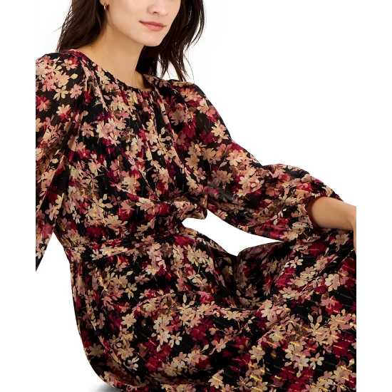 Top 10 ⌛ Anne Klein 👩 Women's Printed Pleat-Neck Midi 👗 Dress Anne Black Combo 🎁 - Image 5