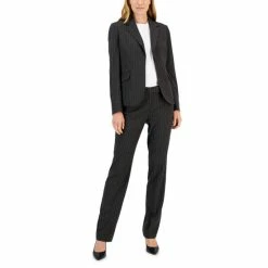 Best reviews of 🎁 Anne Klein 👩 Women's Pinstripe Two-Button Jacket & Flare-Leg Pants & Pencil 👗 Skirt Charcoal/bright White 💯