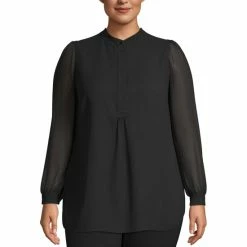 Best Pirce โญ Anne Klein Plus Size Sheer-Sleeve Tunic Anne Black ๐