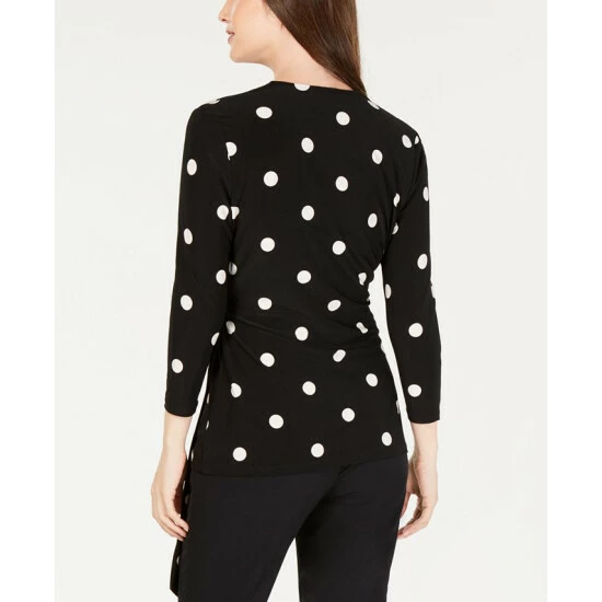 Best reviews of ๐ Anne Klein Petite Dot-Print Side-Tie Top Anne Black/anne White ๐ - Image 2